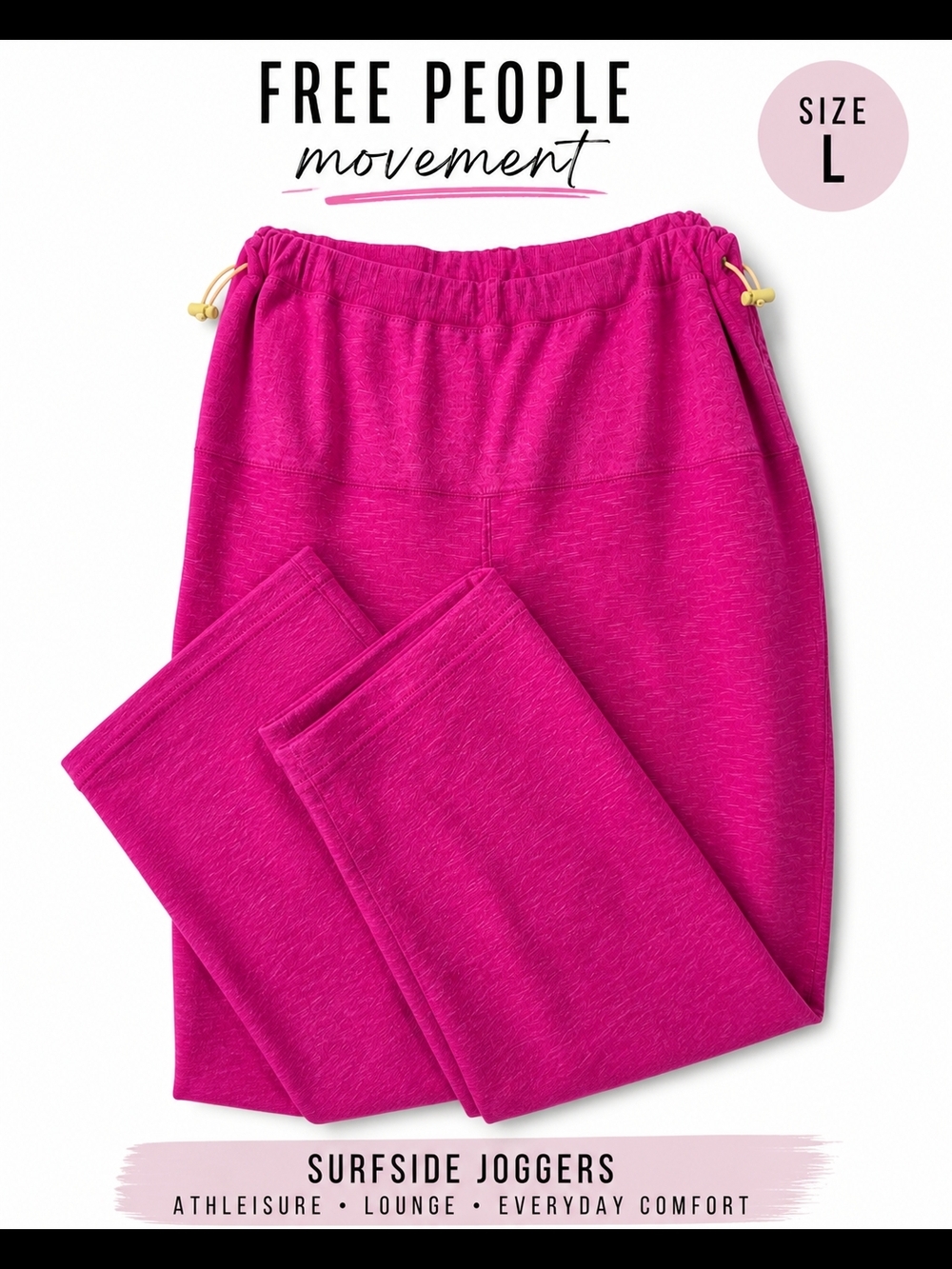 Free People Movement FP Surfside Joggers Pink Sweatpants L Athleisure Lounge